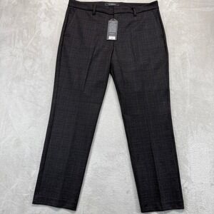 Liverpool Pants Men's 36x30 Glen Plaid Ponte Straight Fit Trouser Charcoal Brown